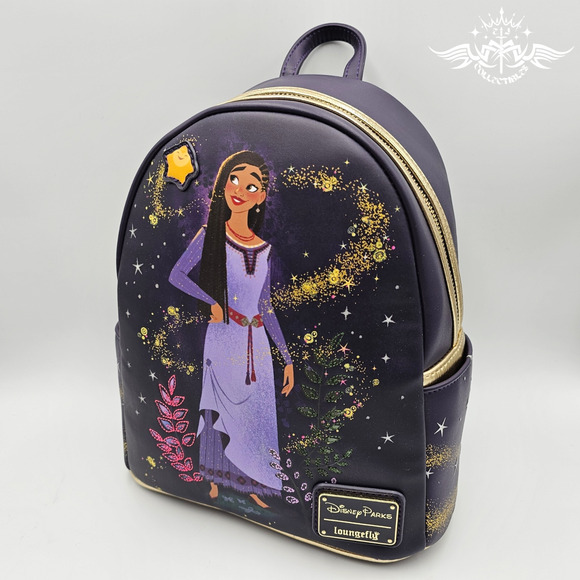 Loungefly Disney Parks Wish Asha Star Purple Mini Backpack Bag New - Picture 3 of 9